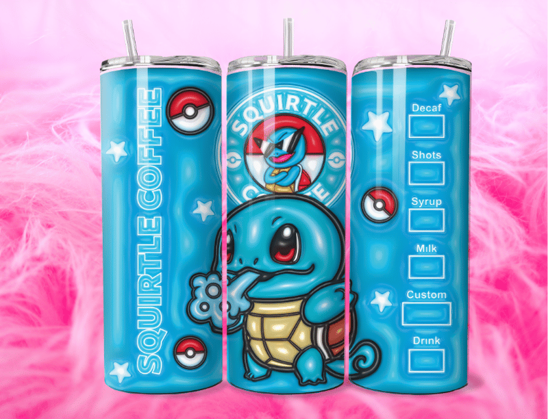 READY TO PRESS 20oz TUMBLER WRAP PRINT - Squirtle