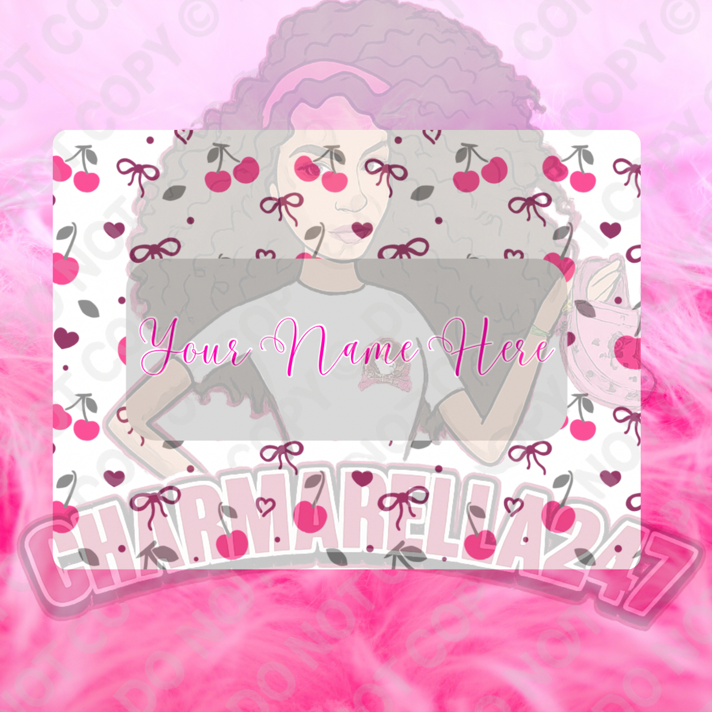 White, Pink Cherries & Bows Chopping Board