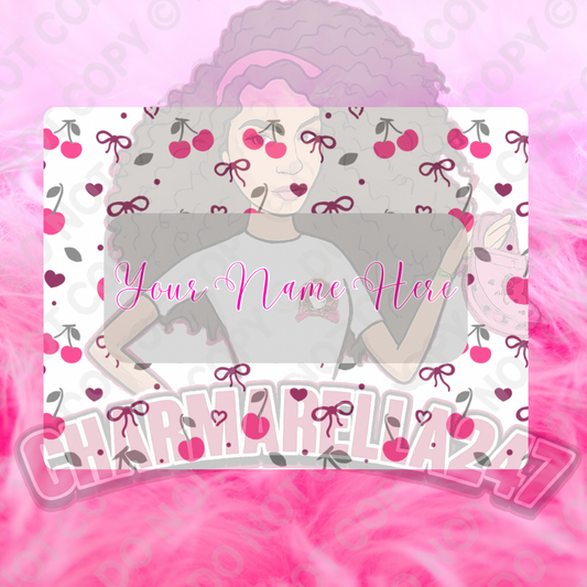 White, Pink Cherries & Bows Chopping Board