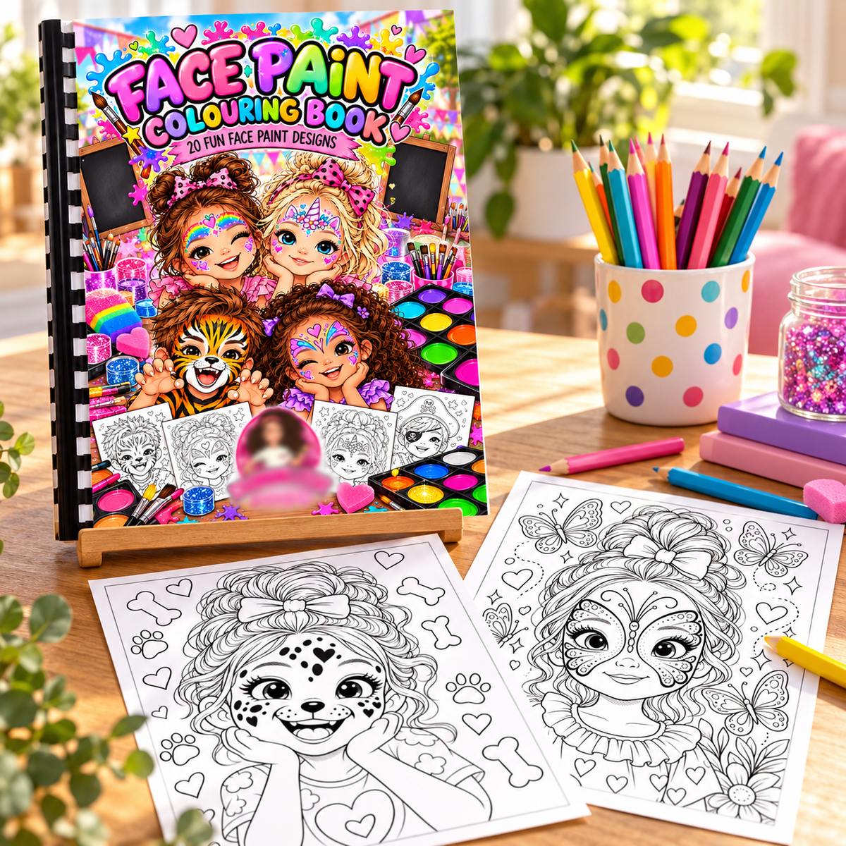 Face Painting A4 Colouring Book