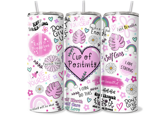 READY TO PRESS 20oz TUMBLER WRAP PRINT CUP OF POSITIVITY