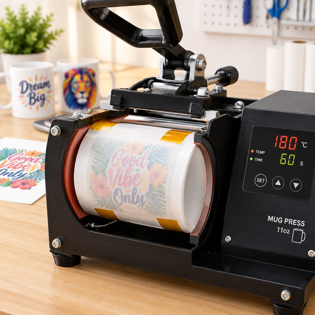 Heat press mug sublimation process